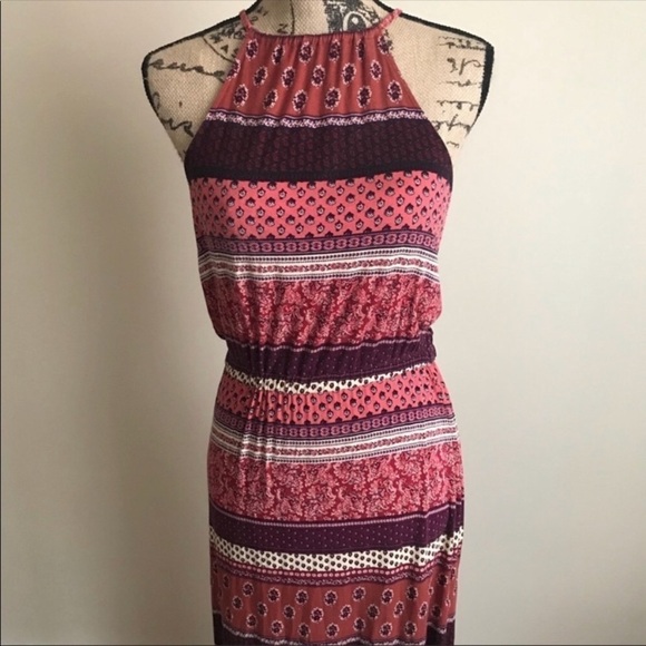 American Eagle Soft & Sexy Halter Neck Paisley Boho Maxi Dress Sz Small NWOT - Picture 3 of 8